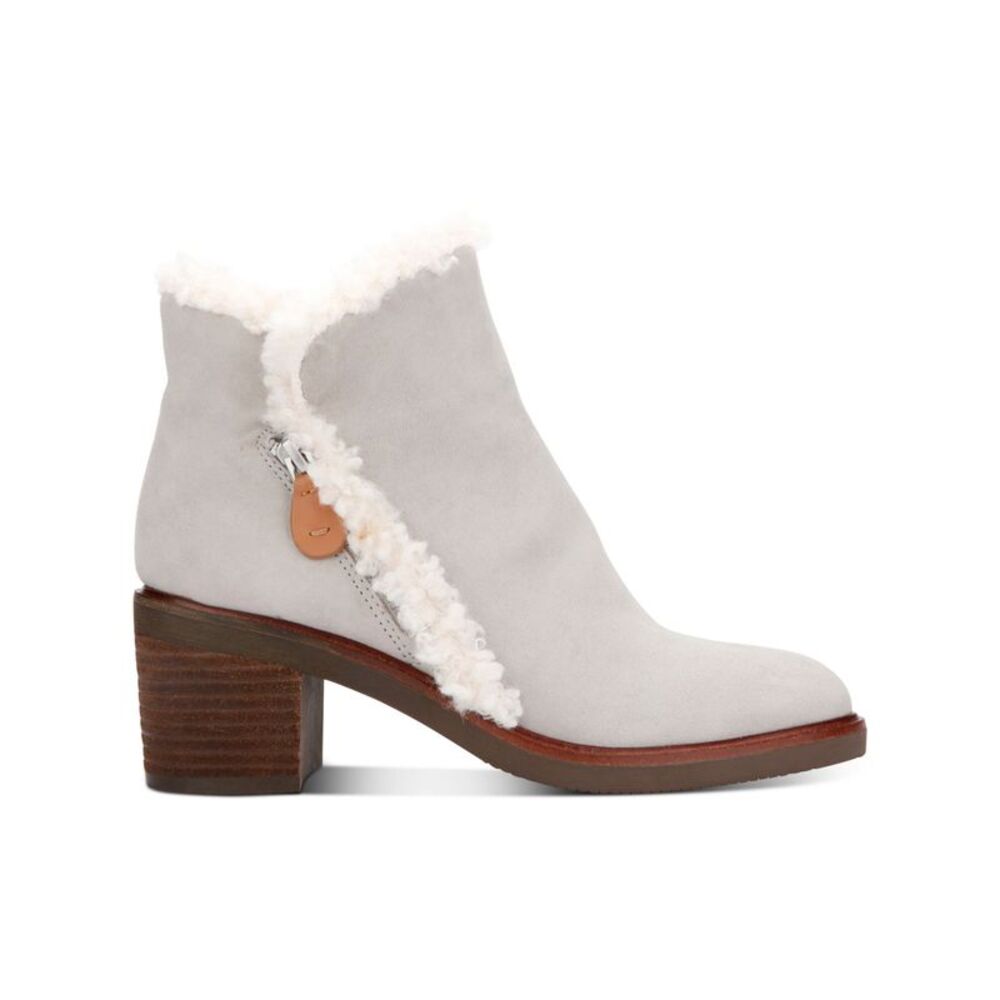 GENTLE SOULS KENNETH COLE Womens Gray Best Toe Block Heel Leather Booties 9 M